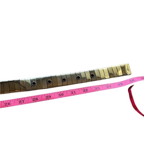 70s 80s Vintage Gold Block Chain Stretchy Belt Small - Picture 5 of 5